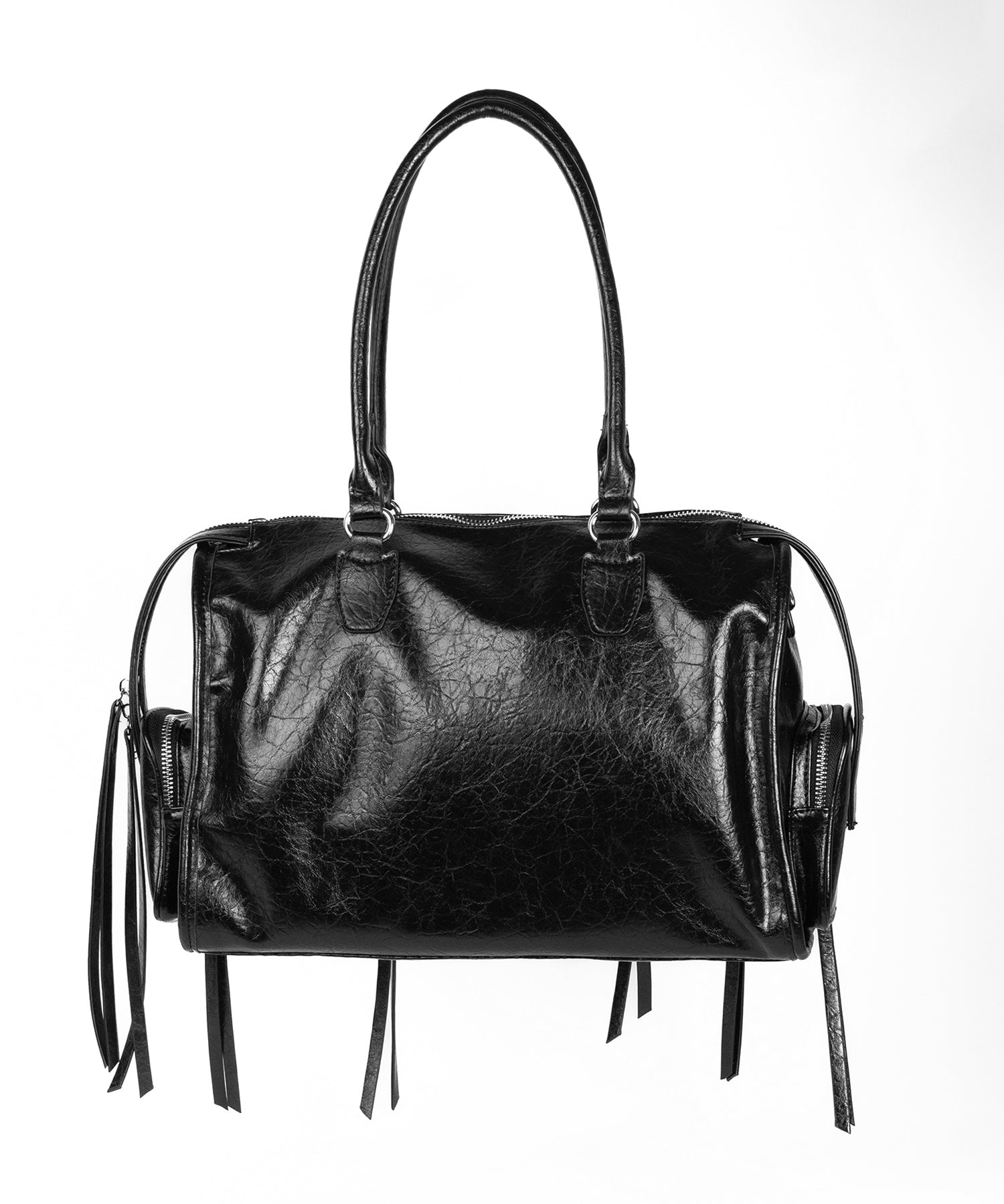 【 ショルダーストラップ付き2WAY 】アウトポケットヴィンテージダブルジップボストンショルダーバッグ /out pocket vintage double zip boston shoulder bag