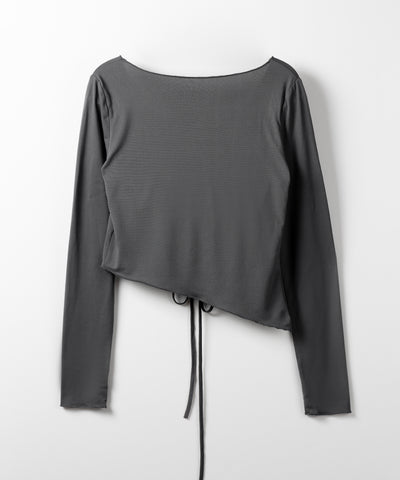 レースアップショートスリムカットソートップス / lace up short slim cut and sew tops