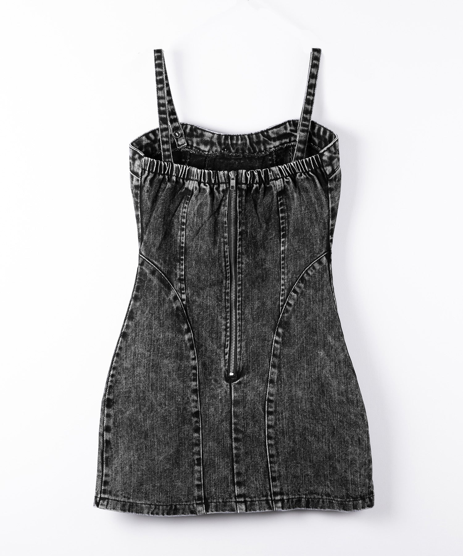 【 デニムセットアップ着用可能 】2WAYヴィンテージケミカルブリーチデニムベアミニワンピース / vintage chemical bleach denim bare mini onepiece