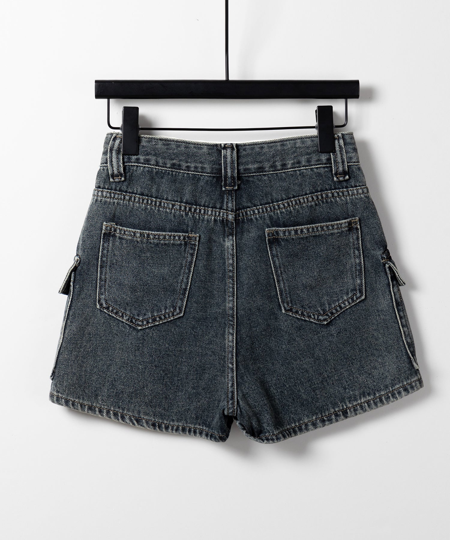 【 3size / 2color 】ダブルポケットヴィンテージカーゴデニムミニスカパン / double pocket vintage cargo denim mini skirt pants