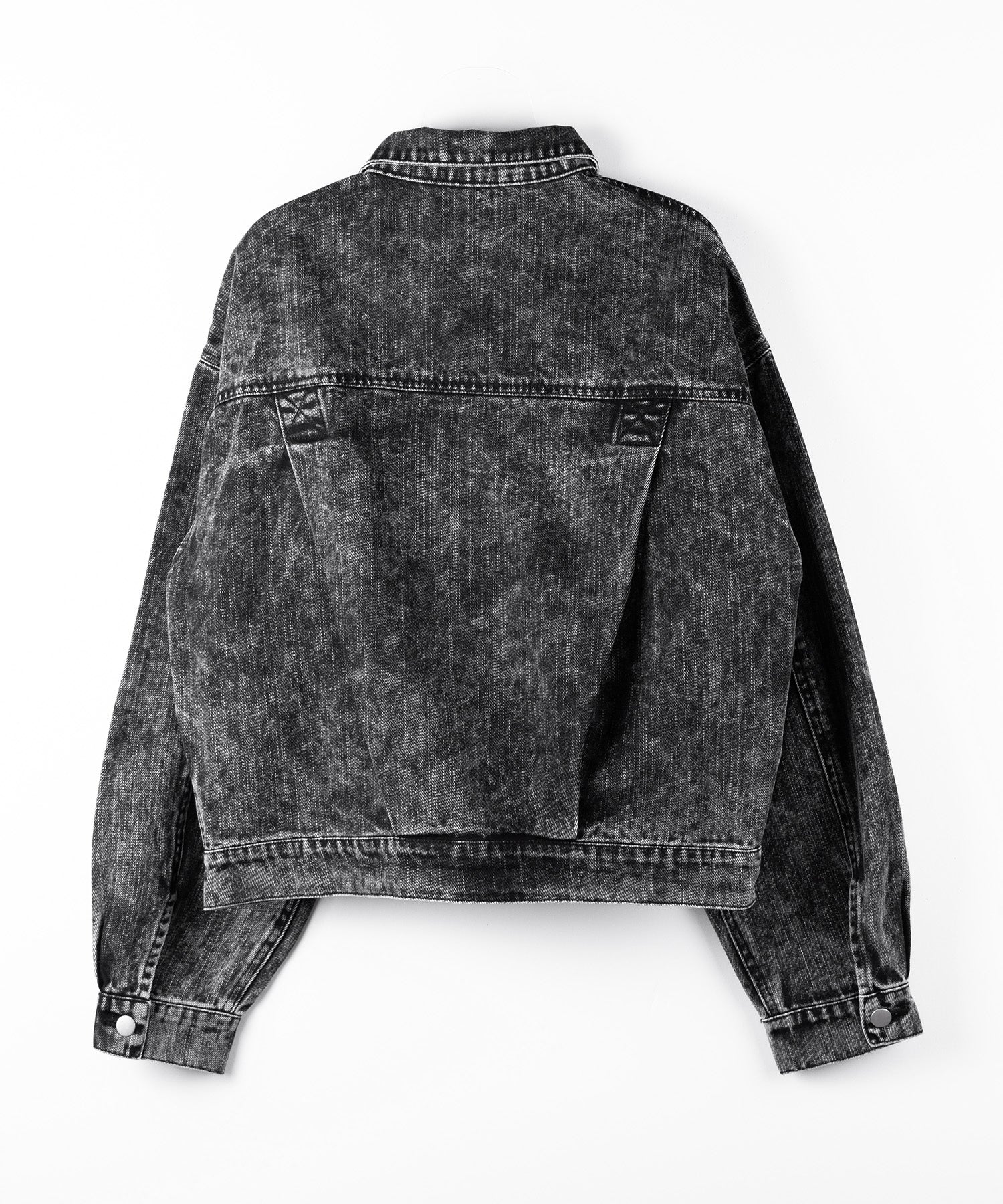 【 デニムセットアップ着用可能 】ヴィンテージケミカルブリーチアウトポケットクロップドデニムジャケット/ vintage chemical bleach outpocket cropped denim jacket