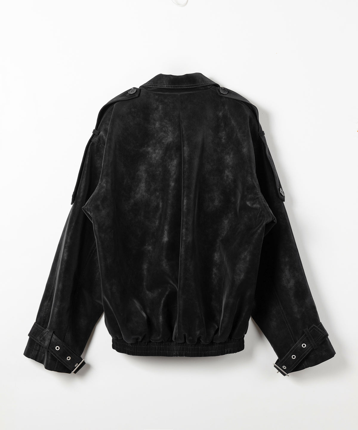ヴィンテージフェイクレザーベルテッドジップアップオーバーブルゾン / Vintage fake leather belted zipup over blouson