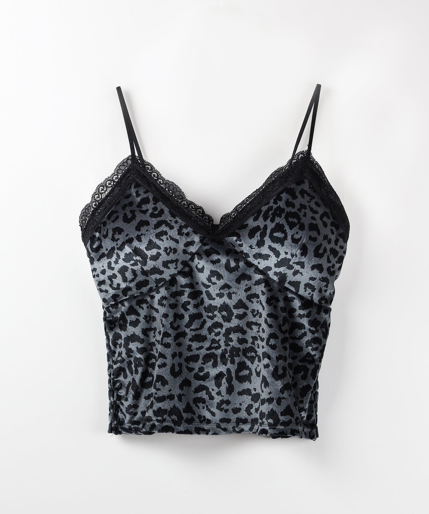 【 カップ付き 】レオパードベロアレースキャミビスチェ / reopard velor lace camisole bustier