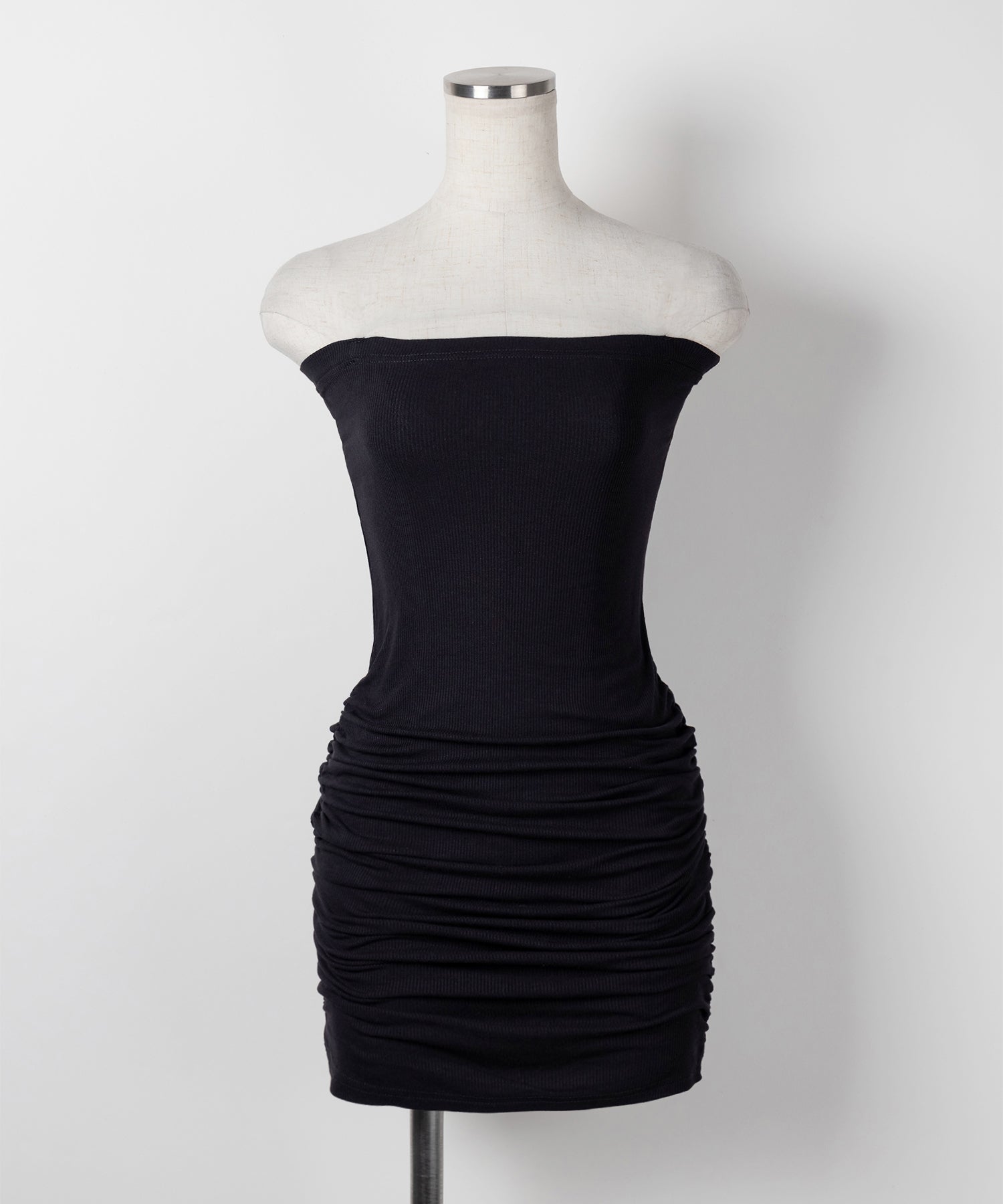 【 2color 】サイドシャーリングタイトリブミニワンピース / side shirring tight rib mini onepiece