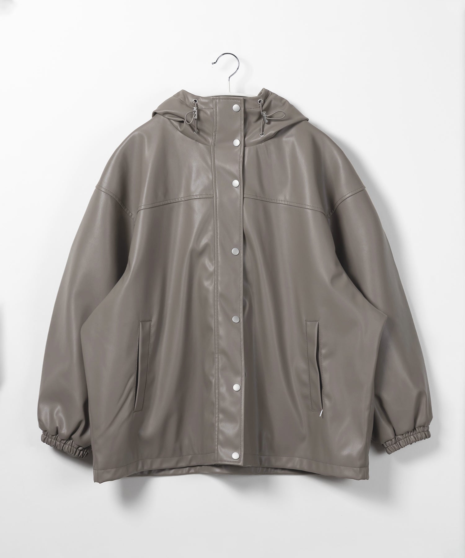 【 裾が絞れる2WAY / 3color 】フェイクレザービッグシルエットマウンテンパーカー