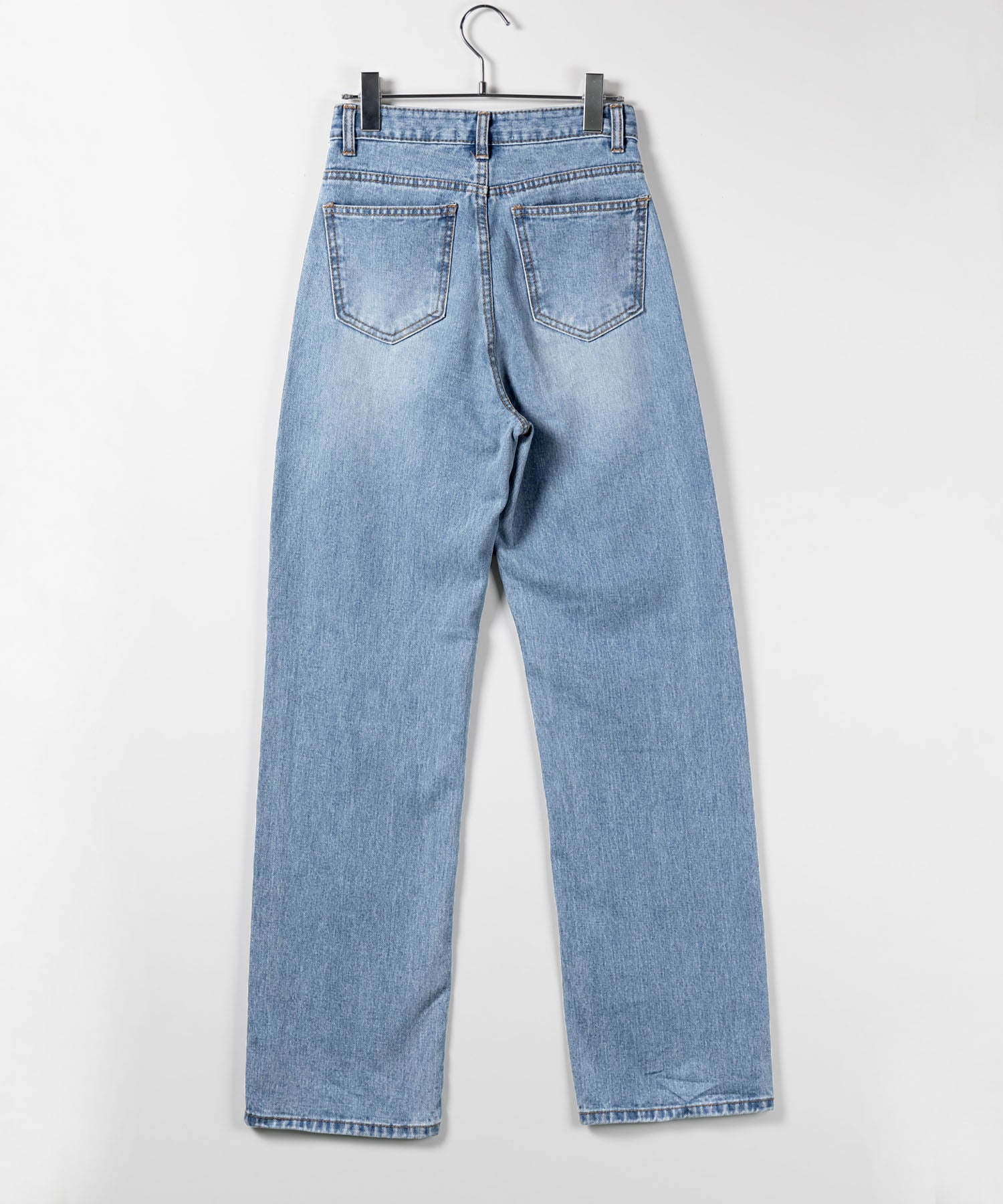 【 2color / 3size 】ハイウエストウォッシングロングデニムパンツ