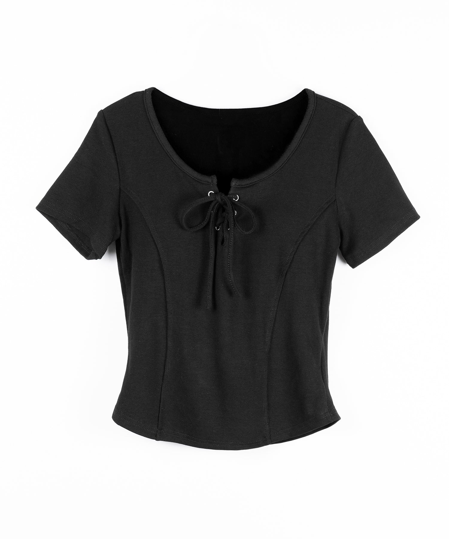 レースアップスリムリブTシャツ / laceup slim lib T-shirts