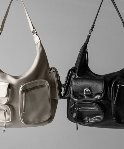 5アウトポケットマットヴィンテージワンハンドルショルダーバッグ / 5 out pocket matte vintage one handle shoulder bag