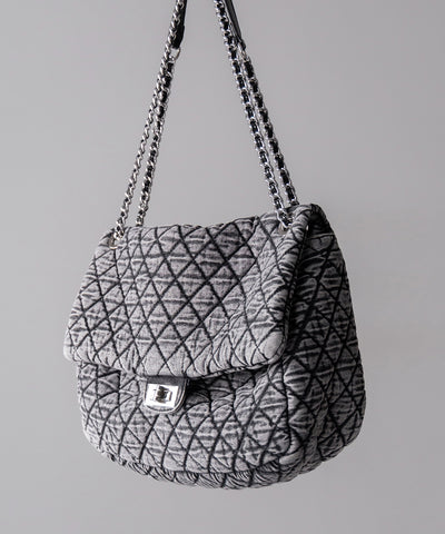 ヴィンテージブラックデニムキルティングショルダーバッグ / vintage black denim quilting shoulder bag