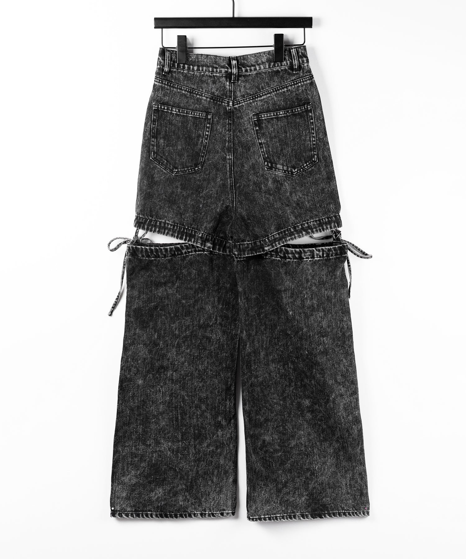 【 セットアップ着用可能 】2WAYヴィンテージケミカルブリーチカットアウトリボンデニム / 2WAY vintage chemical bleach cutout ribbon denim