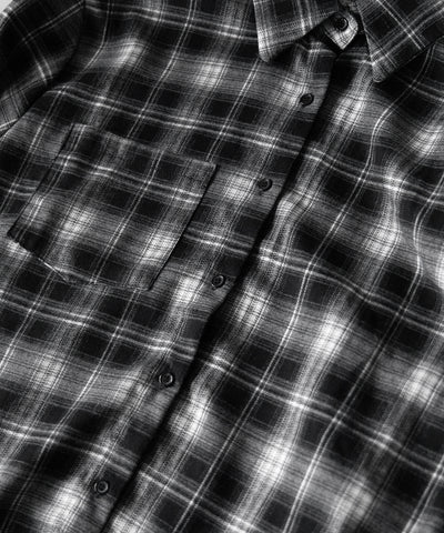 ビッグシルエットブラックチェックネルシャツ / big silhouette black check flannel shirt