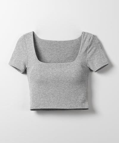 【 カップ付き 】スクエアネックショートちびTシャツ