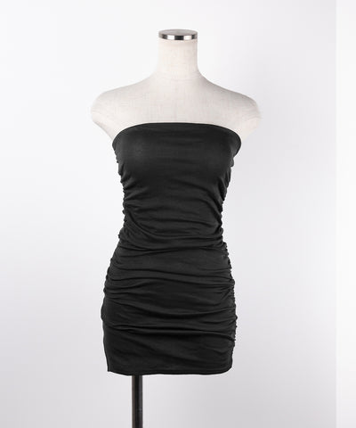 【 2点セット 】シャーリングタイトミニワンピ &フロントリボンショートカーディガン ワンホンセットアップ / shirring tight mini onepiece & front ribbon short cardigan wanghong setup