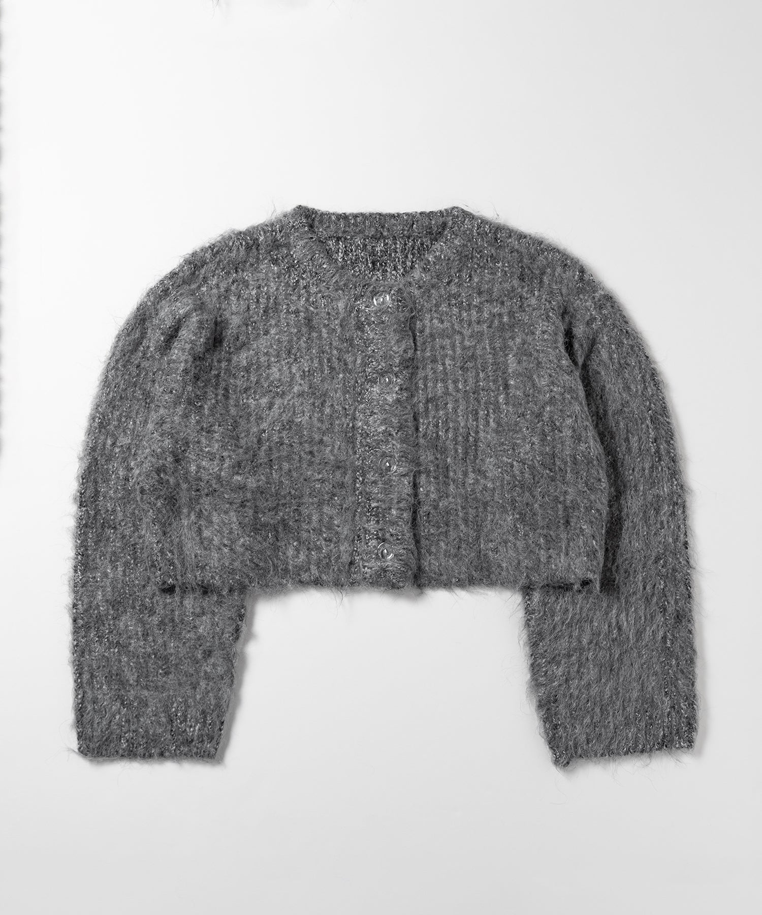 ボリュームワイドスリーブショートシャギーニットカーディガン / volume wide sleeve short shaggy knit cardigan