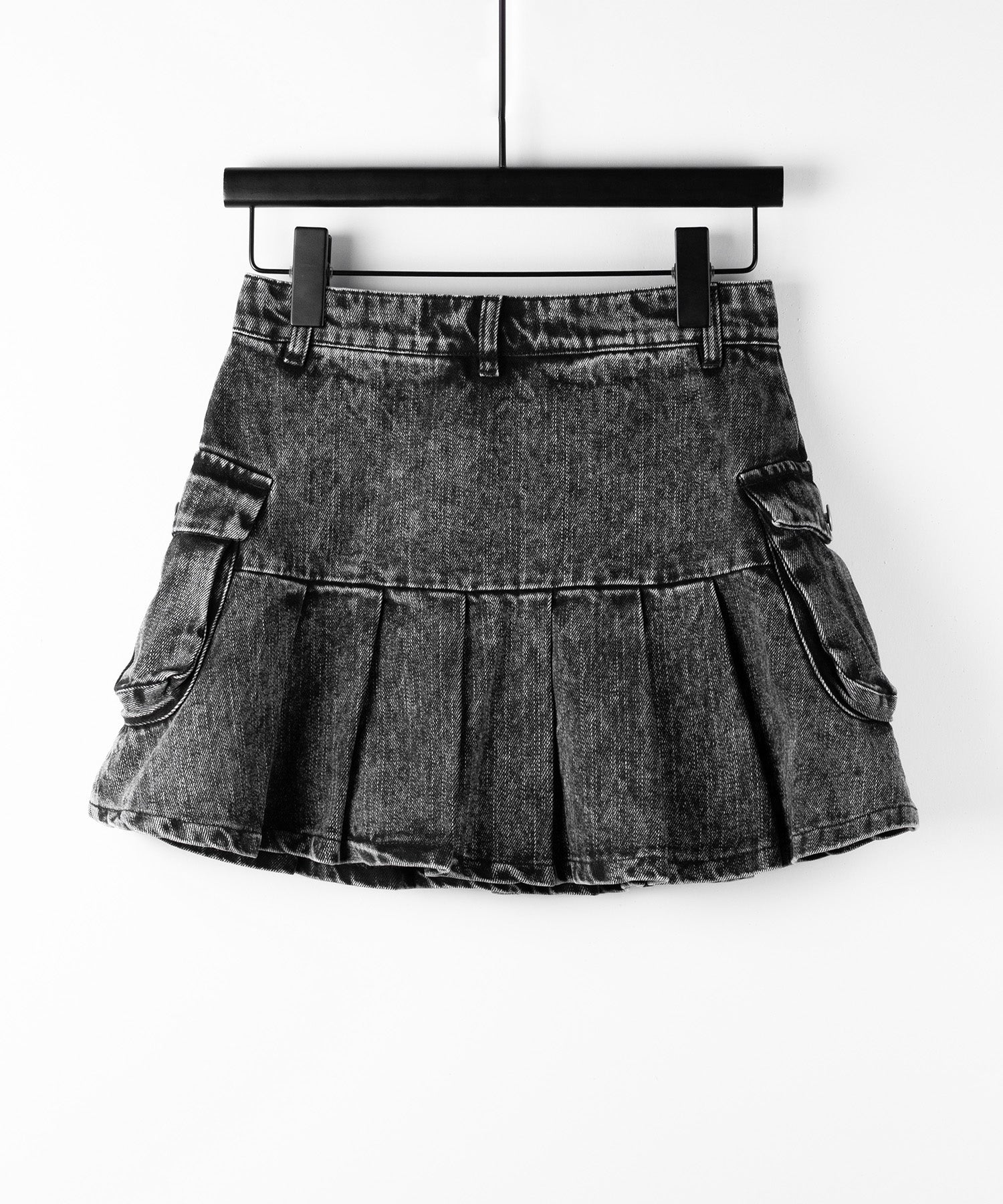 【 セットアップ着用可能 】ヴィンテージケミカルブリーチプリーツデニムミニスカート / vintage bleached pleated denim mini skirt