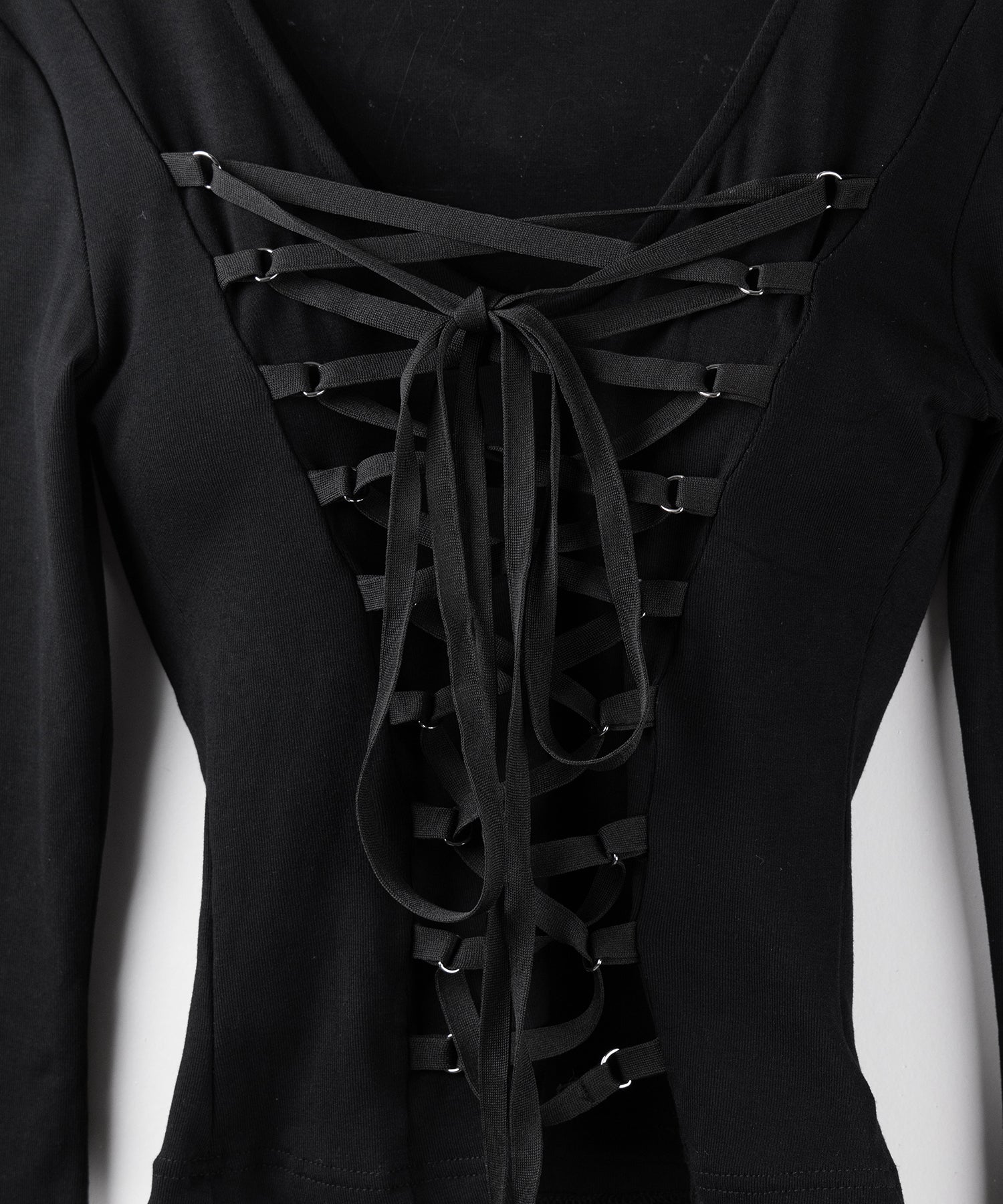 【 3WAY /2color 】レースアップコルセットリボンチョーカートップス / lace up corset ribbon choker tops