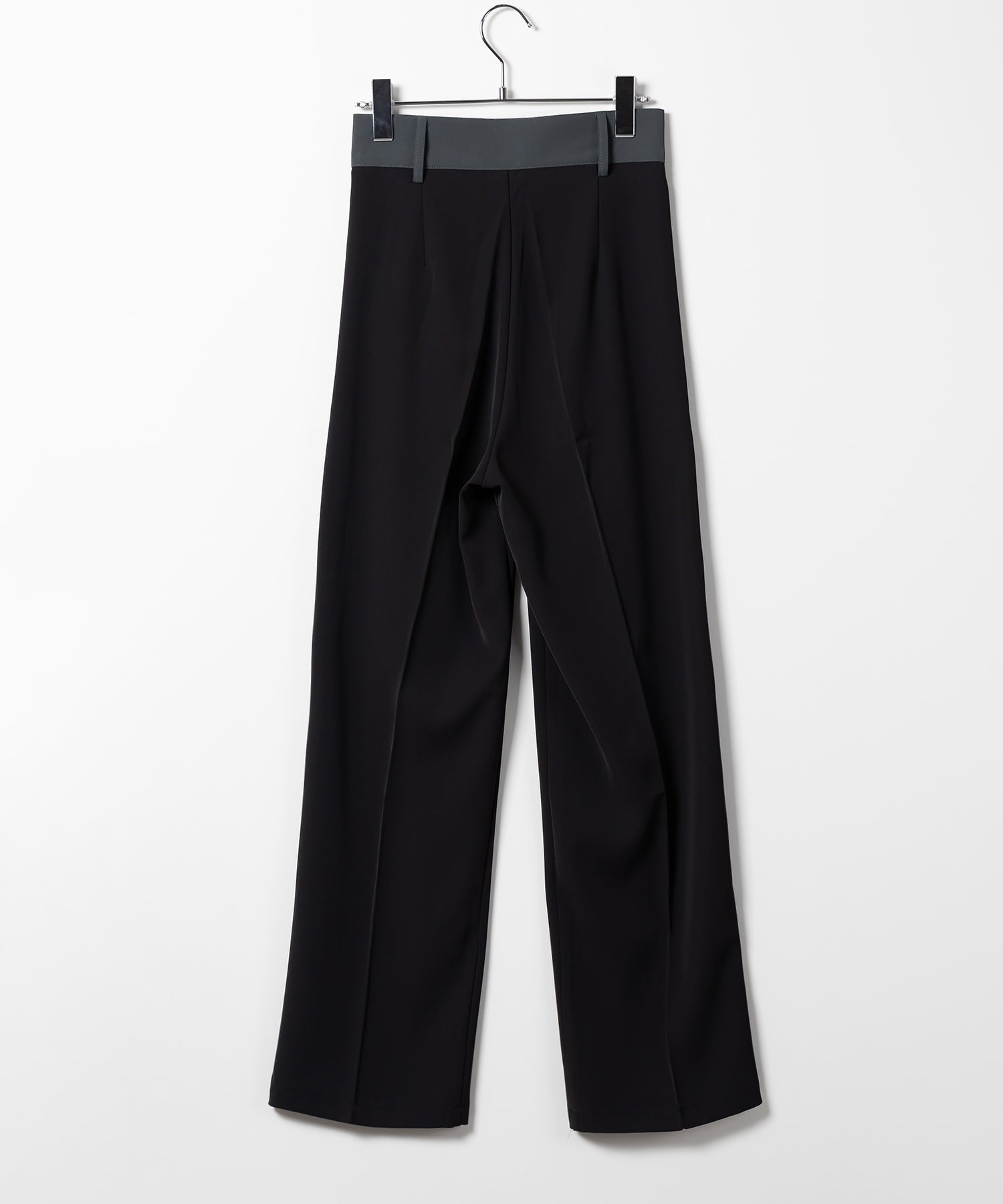 【 5SIZE 】バイカラー太ベルトハイウエストタックスラックス