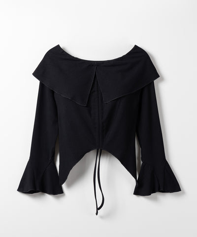 シャーリングフロントスリットオフショルトップス / shirring front slit offshoulder tops