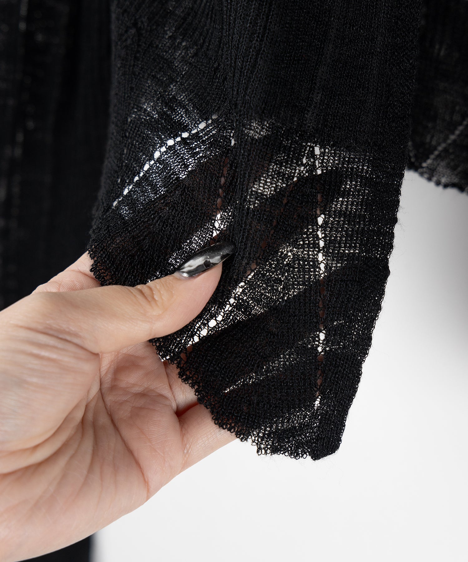 【 2color 】フロントリボンシアーニットショートカーディガン / front ribbon sheer knit short cardigan