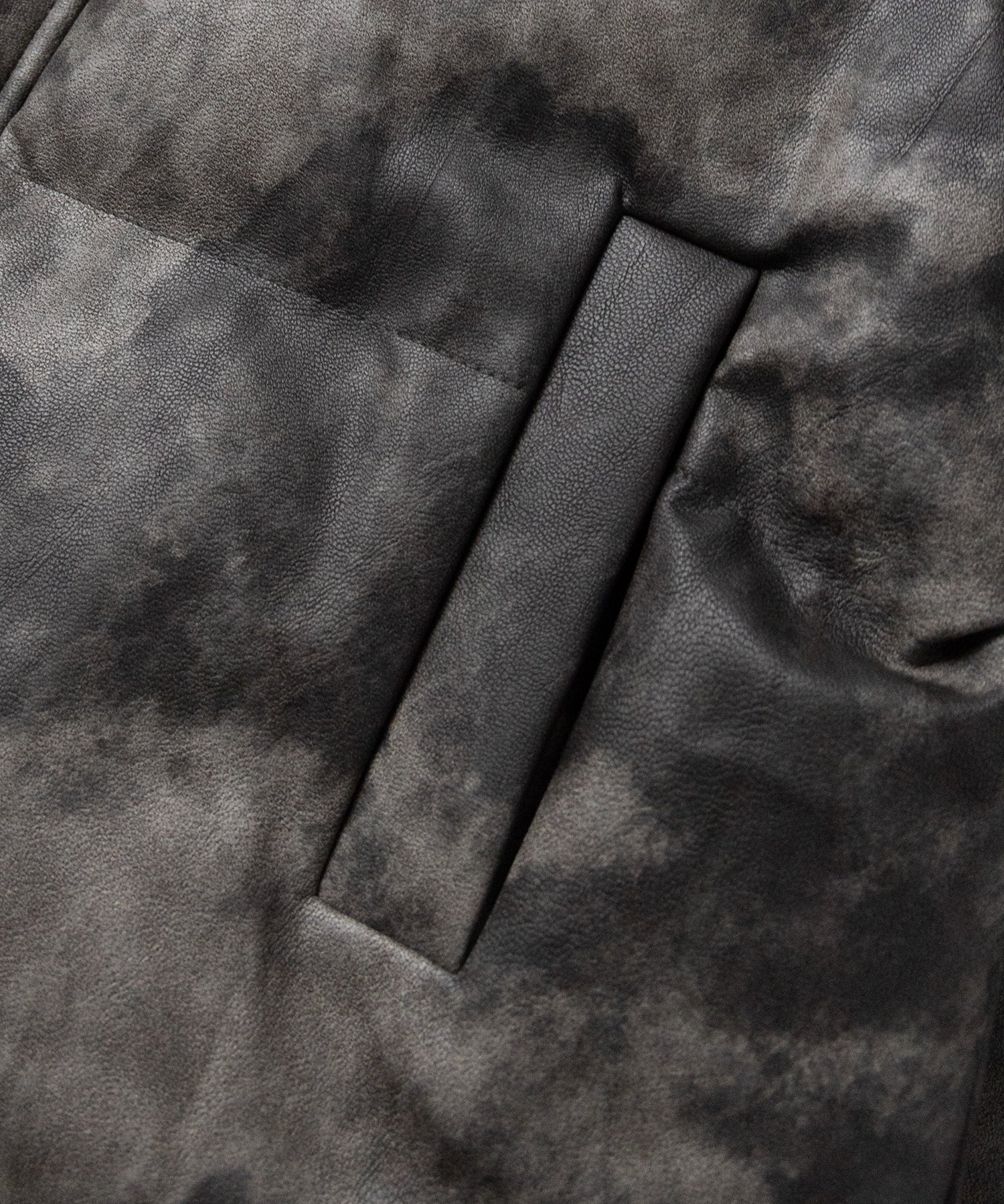 【 2color 】ヴィンテージタイダイフェイクレザーショートダウンジャケット / vintage tyedye fake leather short down jacket