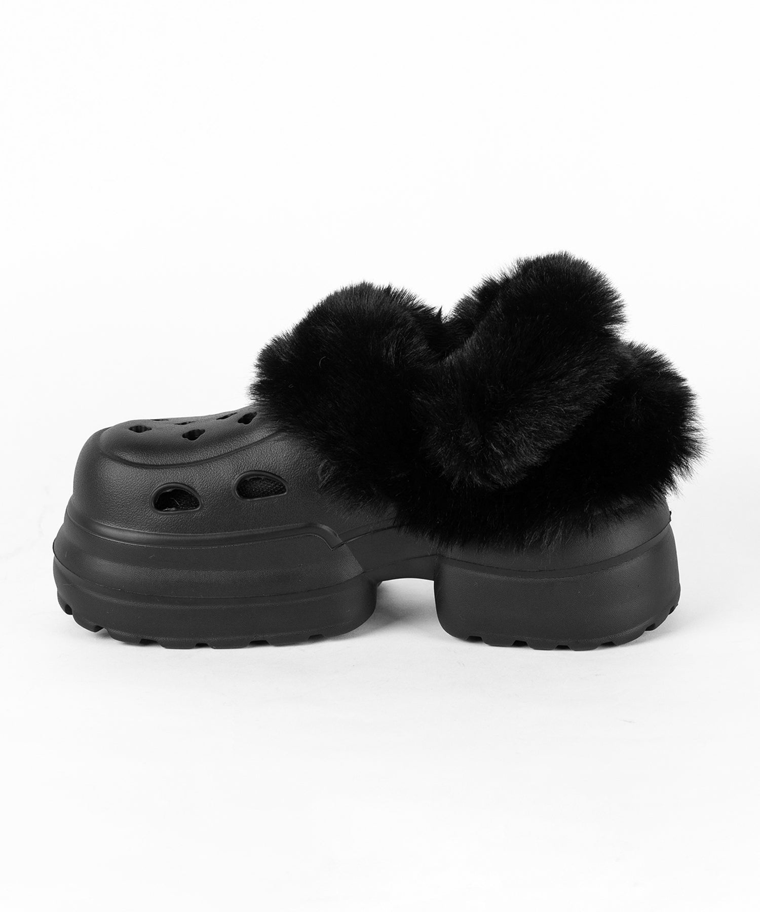 フェイクファー厚底クロッグサンダル / Fake fur platform clog sandals