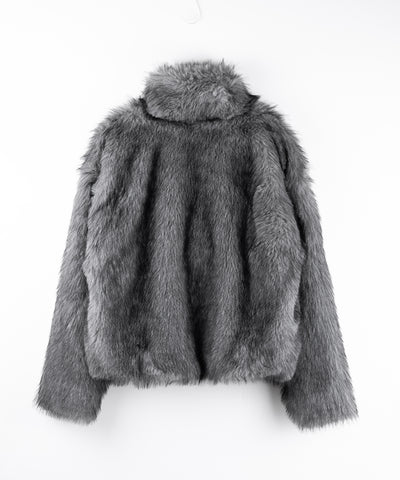 ダブルジップスタンドカラーミックスファージャケット / double zip stand collar mix fur jacket