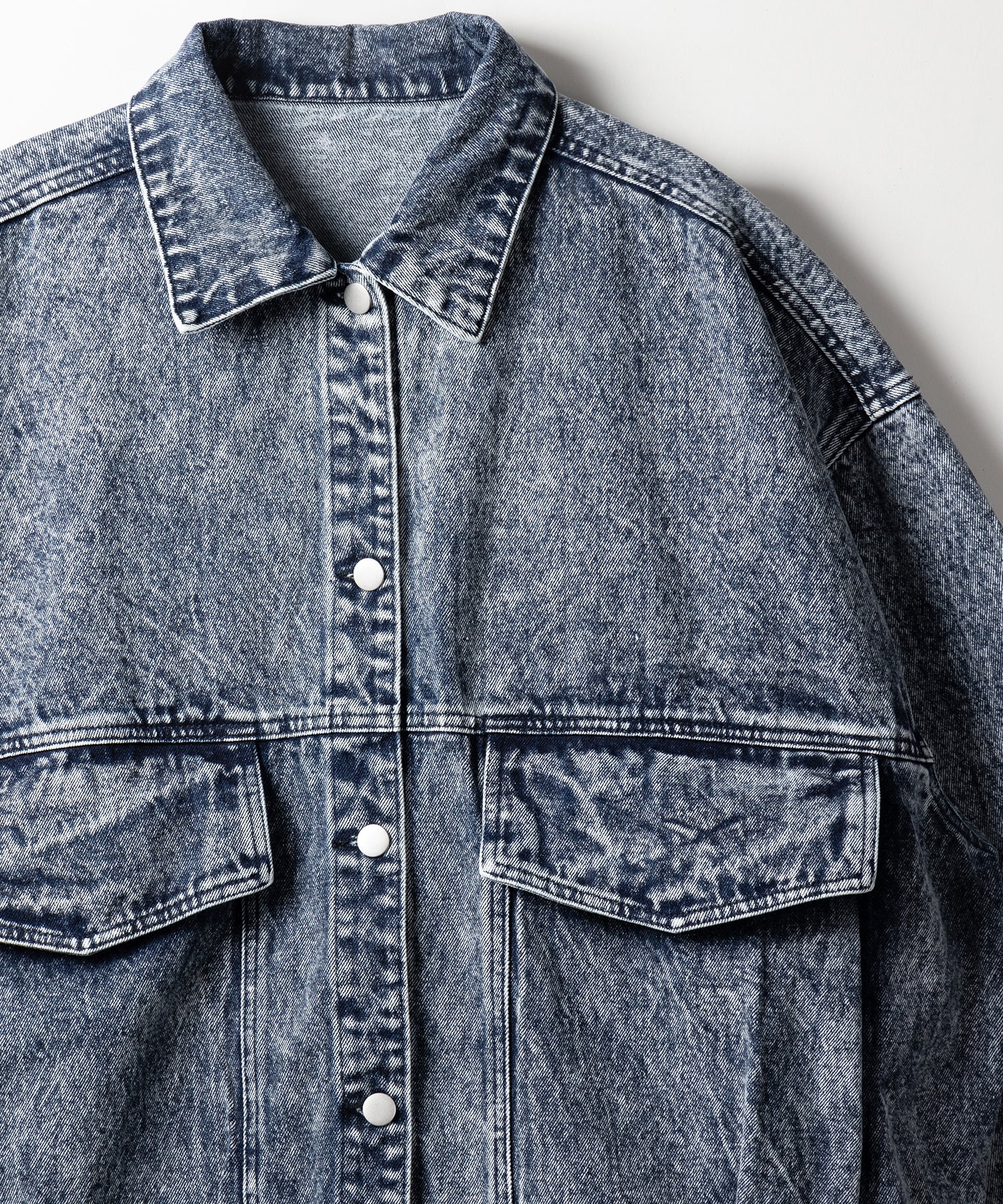 【 デニムセットアップ着用可能 】ヴィンテージケミカルブリーチボーイフレンドデニムジャケット / vintage chemical bleach boyfriend denim jacket