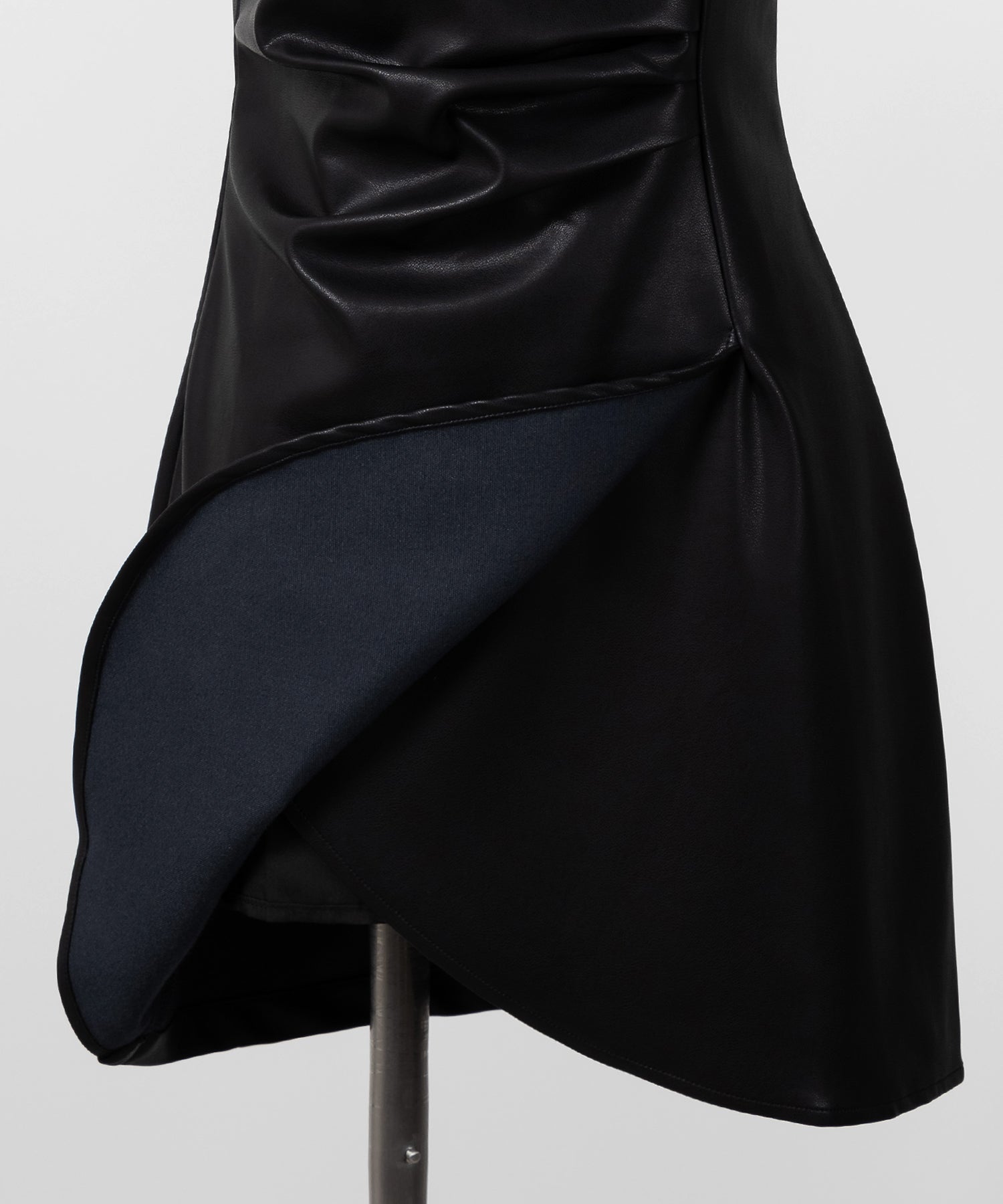 サイドタックフェイクレザーミニキャミワンピース / side tack fake leather mini cami onepiece