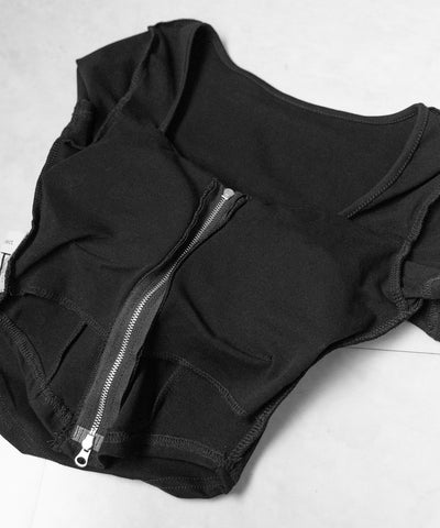 ダブルジップコルセットスクエアネックTシャツ / double zip corset square neck T-Shirt
