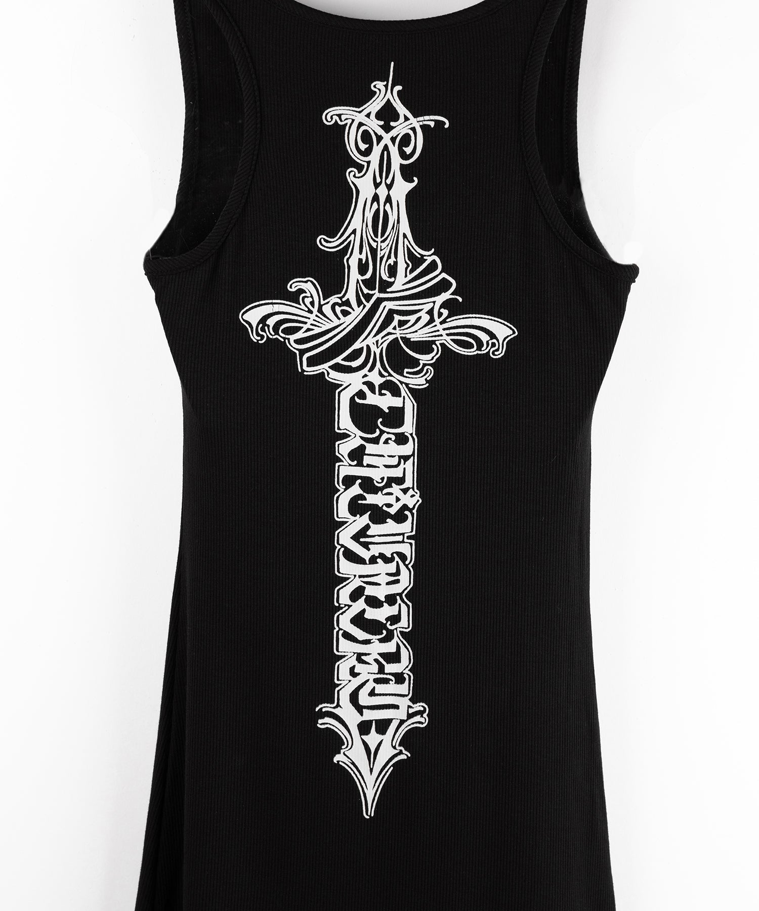 グランジロゴバッククロスタンクトップミニワンピ / grunge logo back cross tanktop mini onepiece
