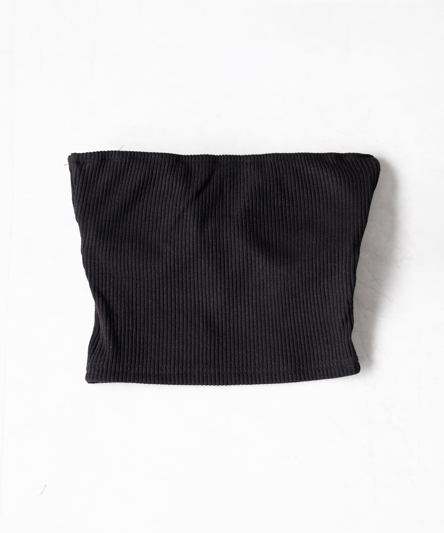 【カップ付き 】レースアップコルセットリボンショートリブベアトップ / laceup corset ribbon short ribbed bare top