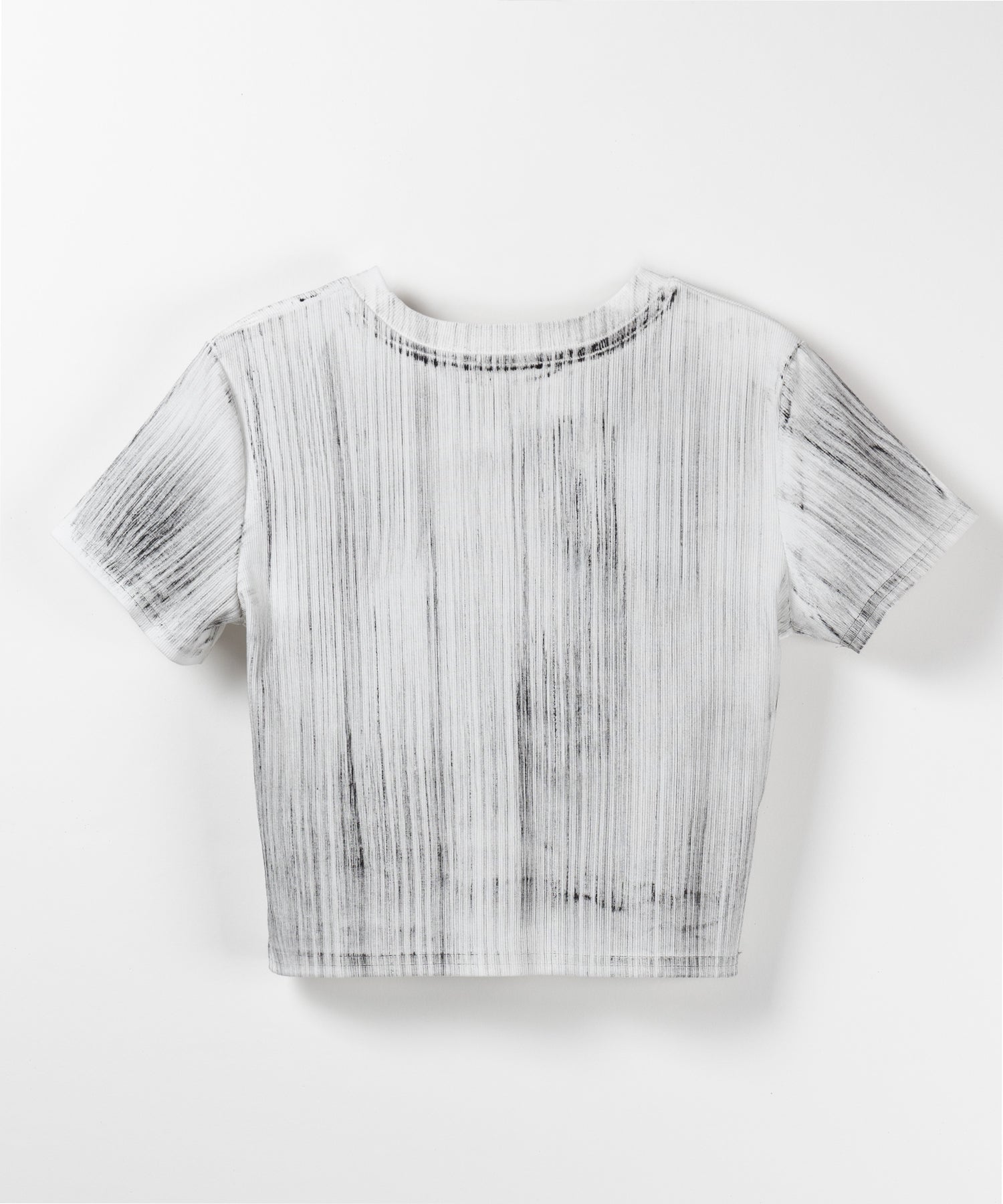 【 3color 】ヴィンテージプリントクロップドリブTシャツ / vintage print cropped lib Tee