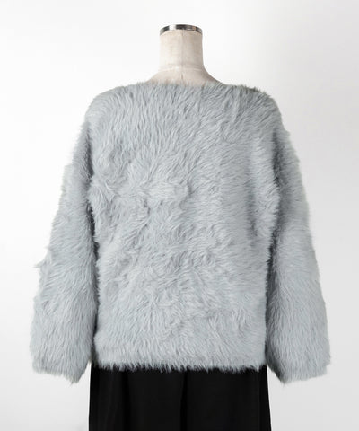 ナナメストラップカットアウトシャギーニット / naname strap cutout shaggy knit