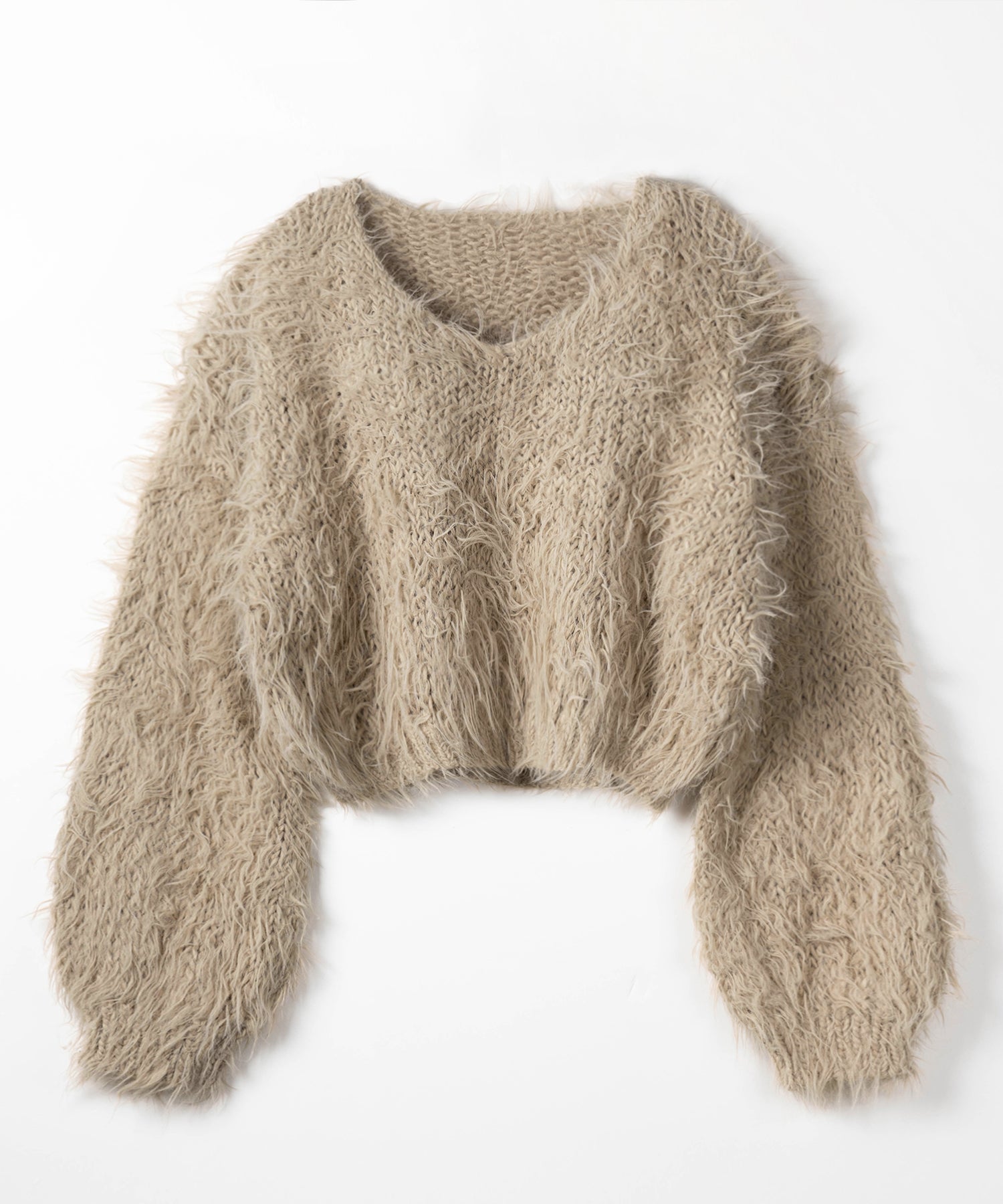 【 選べる6色展開 】フラッフィーシャギールーズショートニット / fluffy shaggy loose short knit