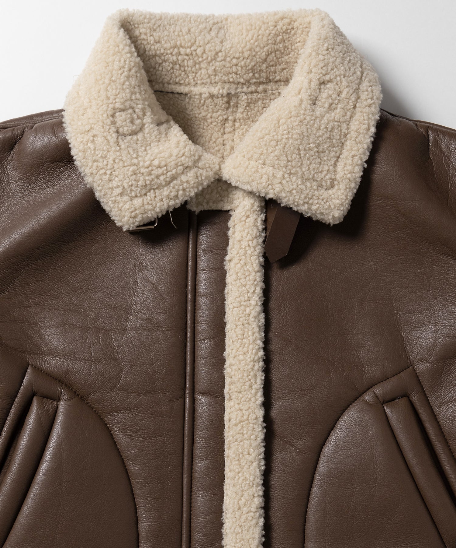 フェイクレザームートンB-3クロップドフライトジャケット