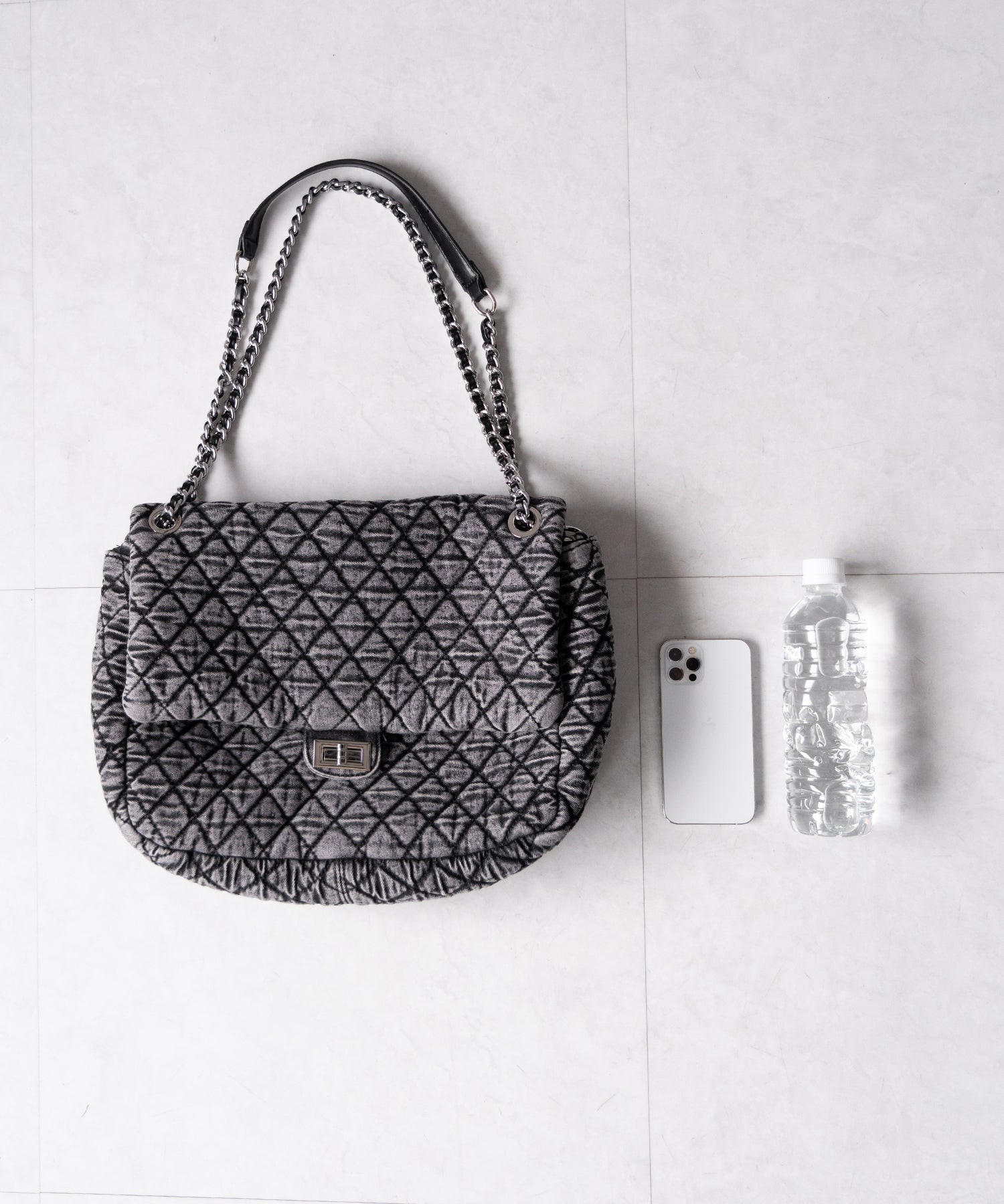 ヴィンテージブラックデニムキルティングショルダーバッグ / vintage black denim quilting shoulder bag