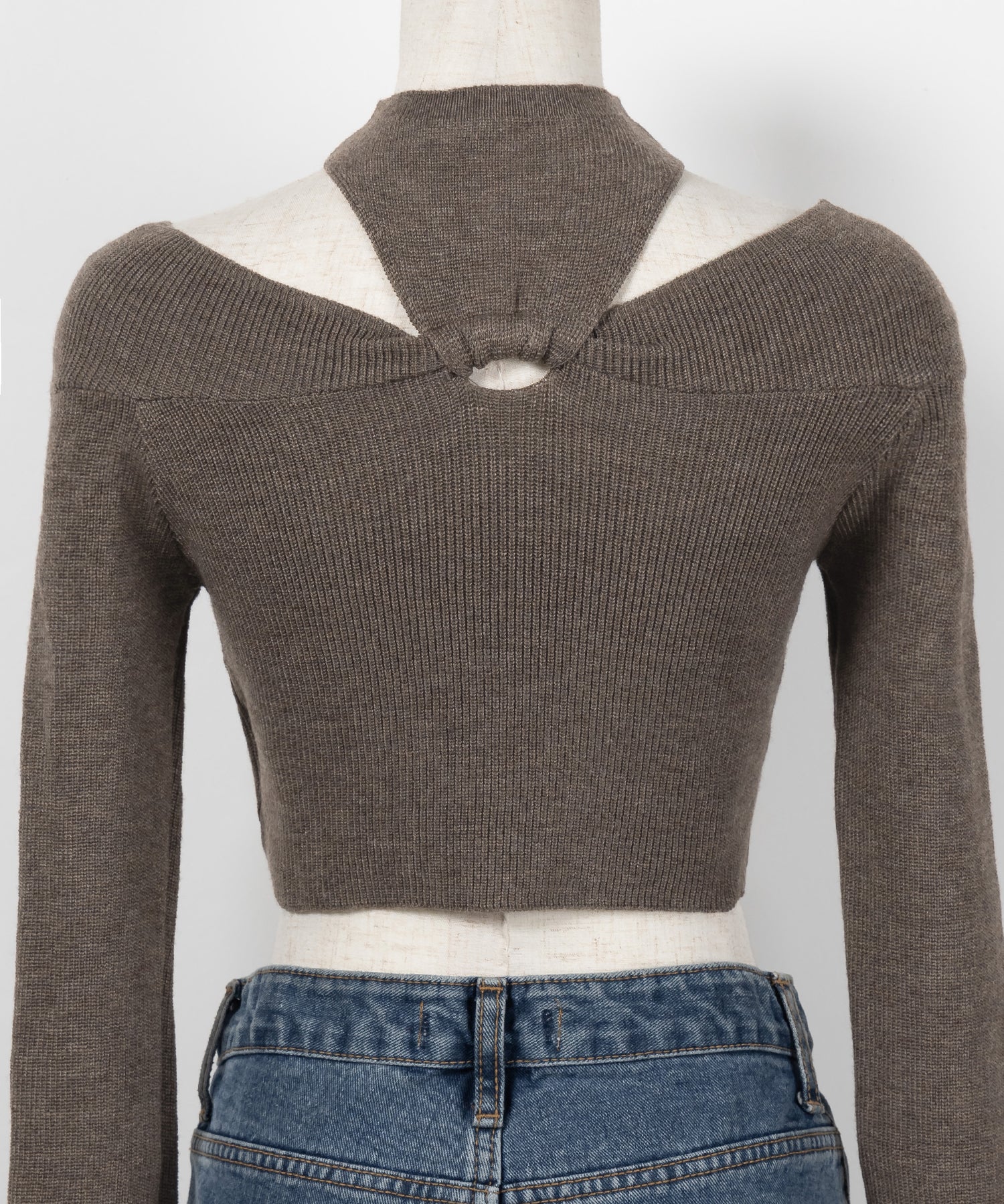 カットアウトオフショルショートリブニット