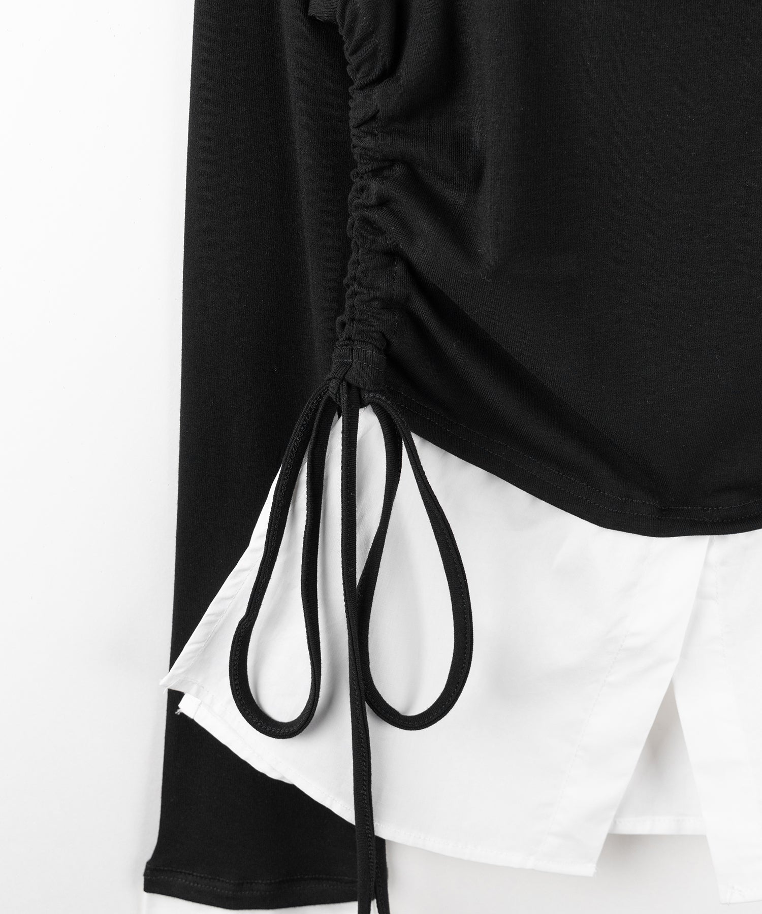 【 2WAY 】シャツドッキングサイドリボンワンショルトップス /shirt docking side ribbon oneshoulder tops