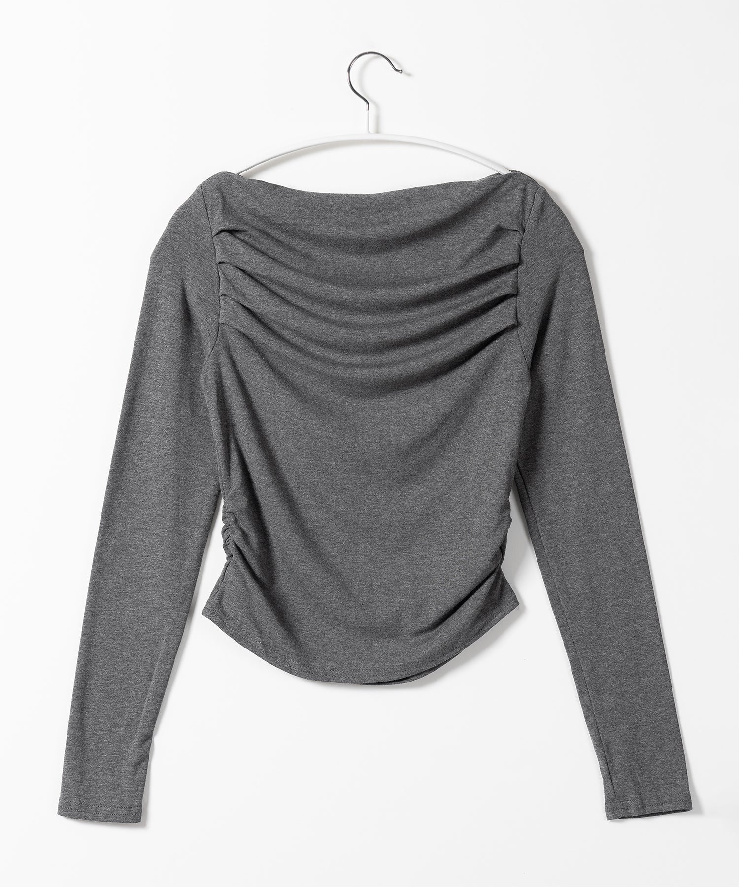 タックデザインドレープオフショルダートップス
