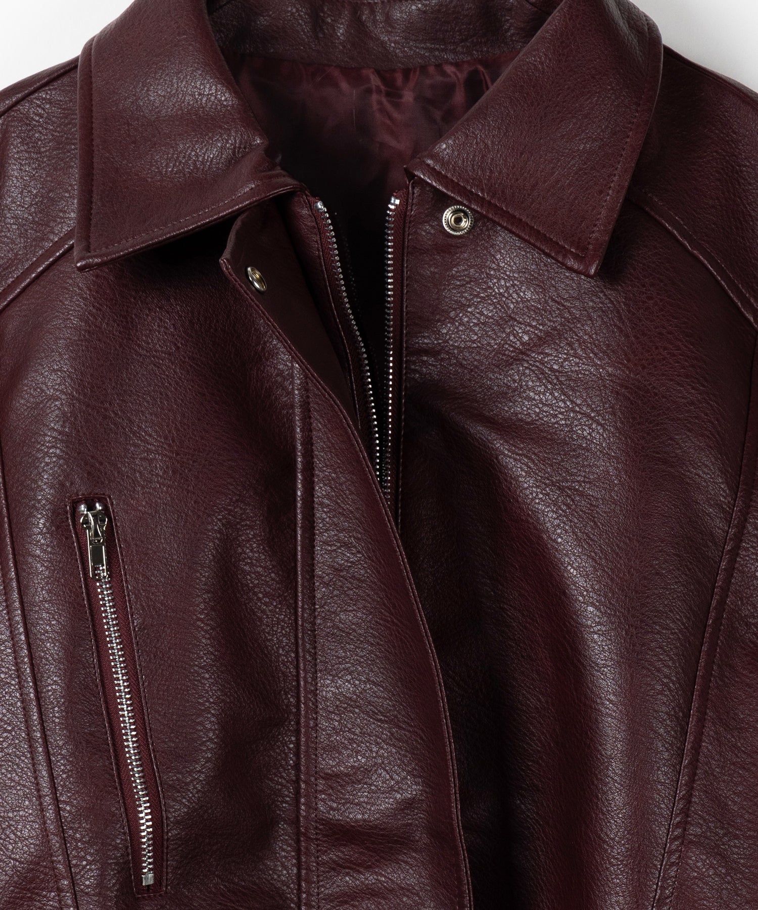 【 2color 】ヴィンテージライクボリュームスリーブフェイクレザーブルゾン / vintage like volume sleeve fake leather blouson
