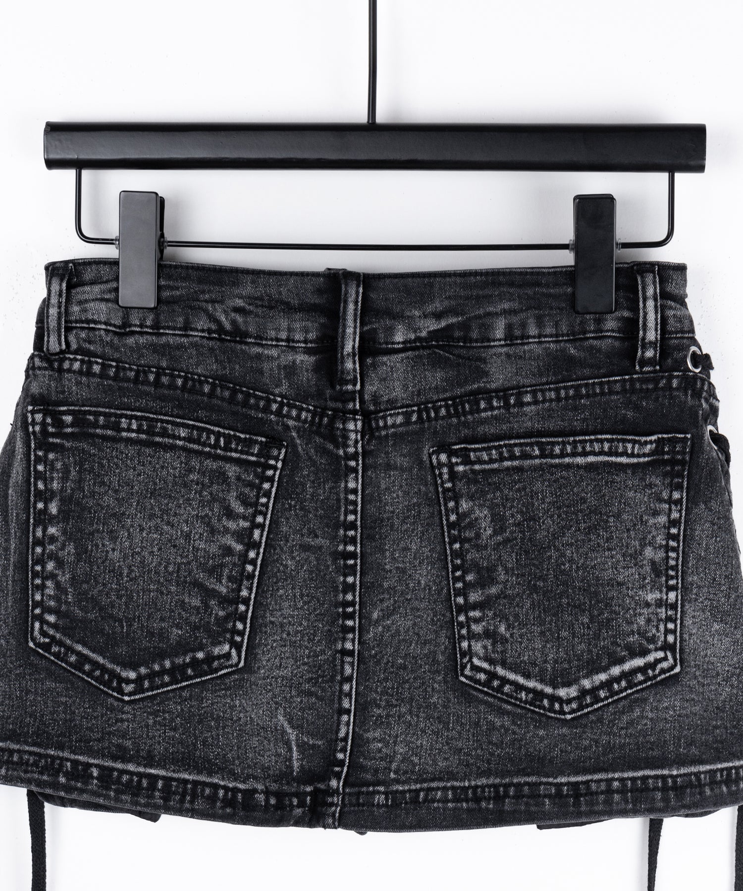 【 インパン裏地付き 】レースアップマイクロデニムミニスカパン / Lace-up micro denim mini skirt pants