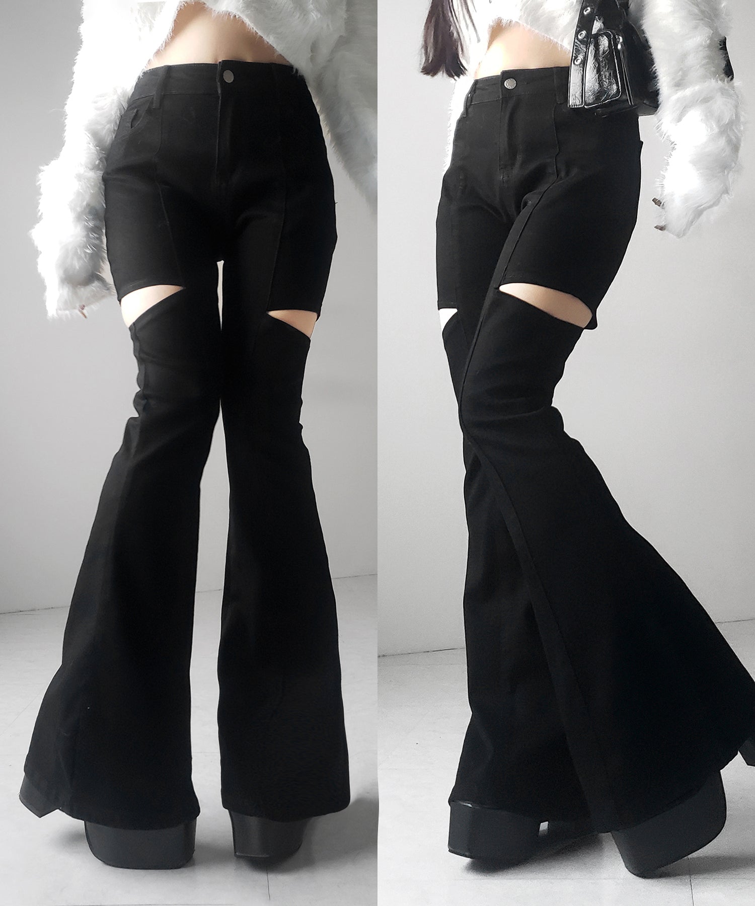 カットアウトヴィンテージストレッチフレアデニム / cutout vintage stretch flare denim