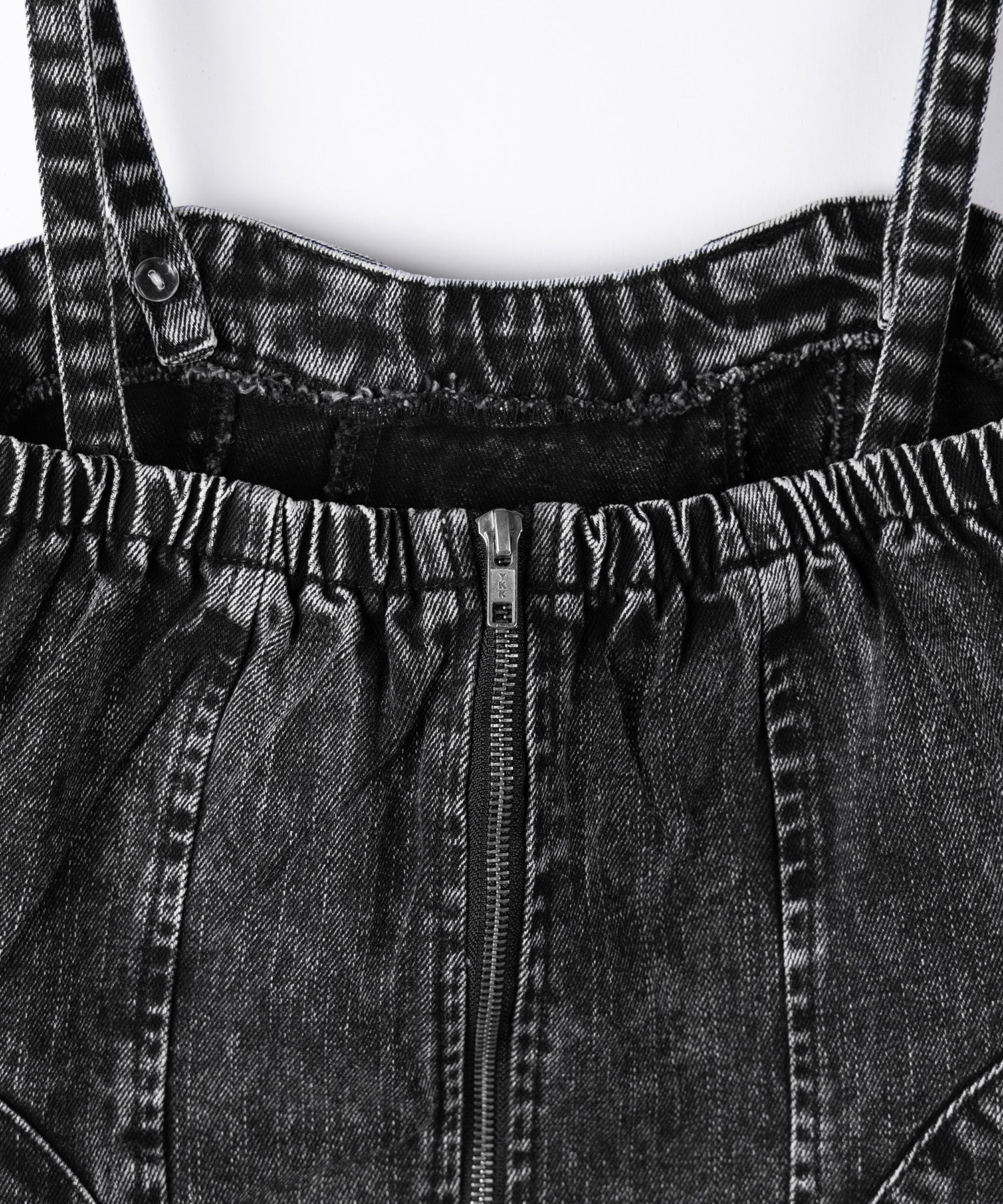 【 デニムセットアップ着用可能 】2WAYヴィンテージケミカルブリーチデニムベアミニワンピース / vintage chemical bleach denim bare mini onepiece