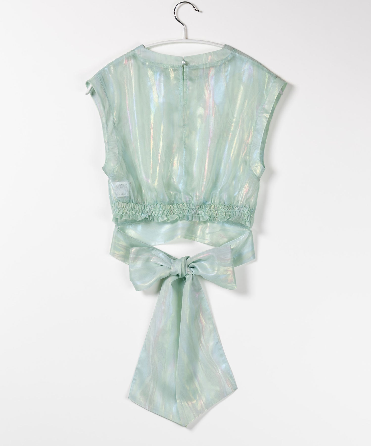 【 3color 】オーロラグロスオーガンジーバックリボンショートブラウス / Aurora gloss organdy back ribbon short Blouse