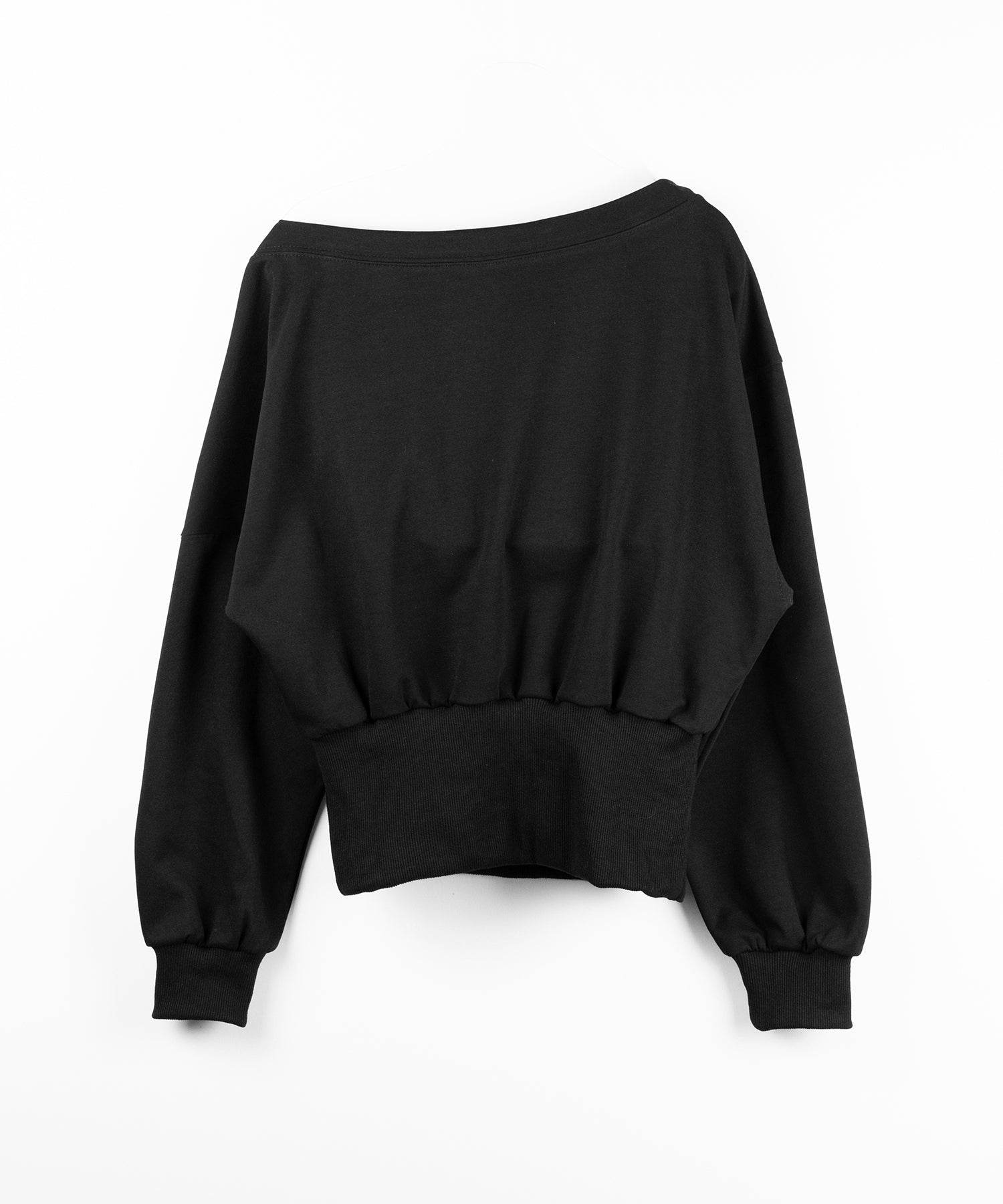 レタリングロゴワンショルショートスウェットライクトップス / lettering logo one-shoulder short sweatlike tops