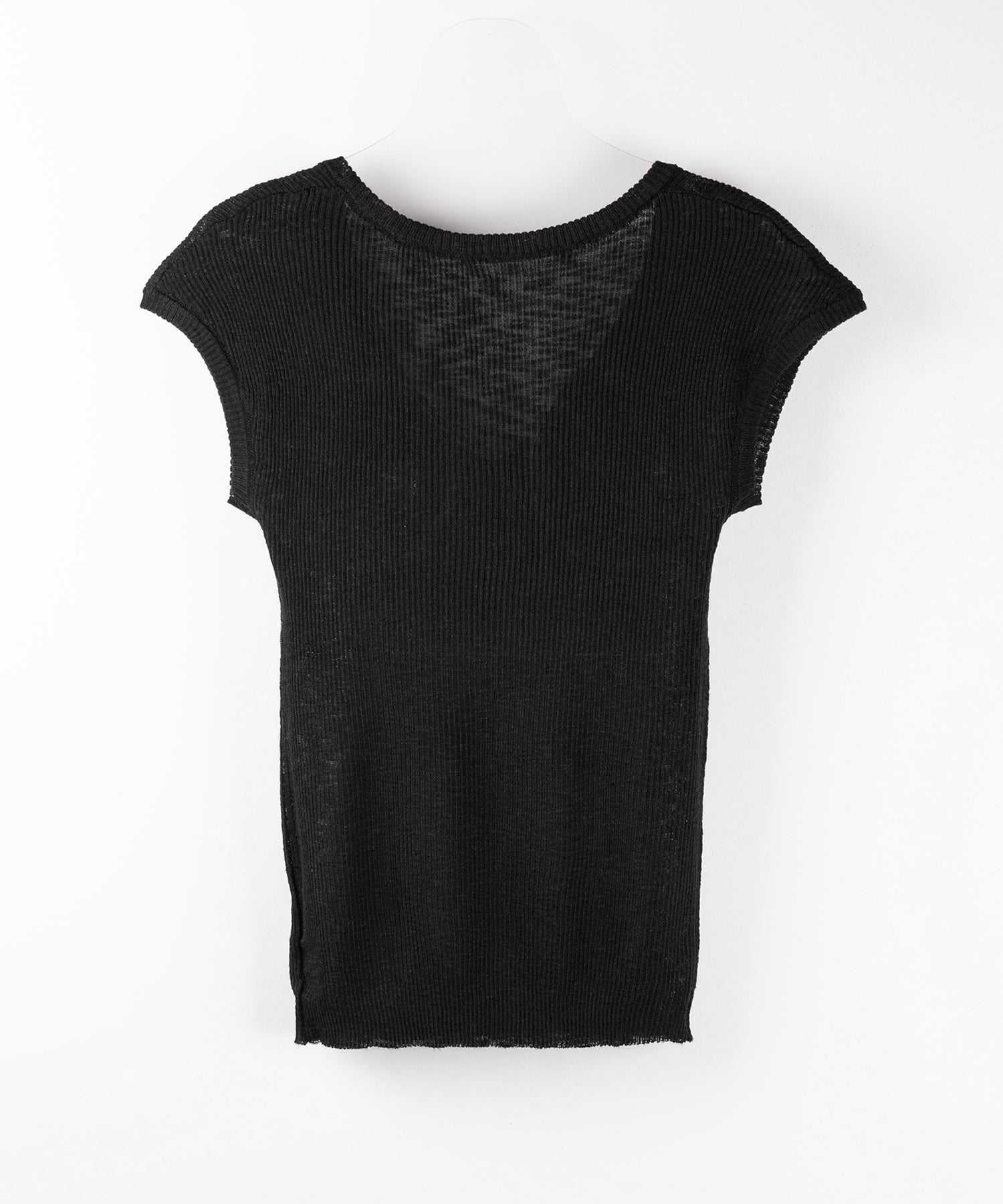 キーネックルーズシアーリブニットトップス / key neck loose sheer rib knit tops