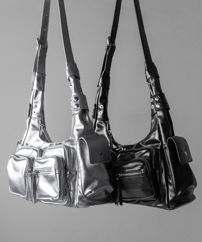 ダブルジップアウトポケットヴィンテージボストンショルダーバッグ / double zip out pocket vintage boston shoulder bag