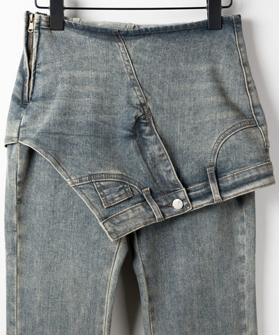 レイヤードウエストヴィンテージフレアデニム /layered waist vintage flare denim