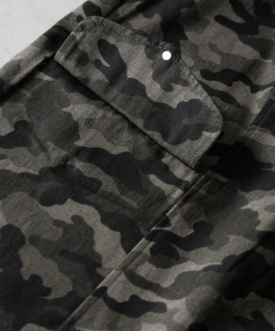 【 裾絞り可能2WAY 】カモフラミリタリーツイルワイドカーゴパンツ / camouflage military twill wide cargo pants