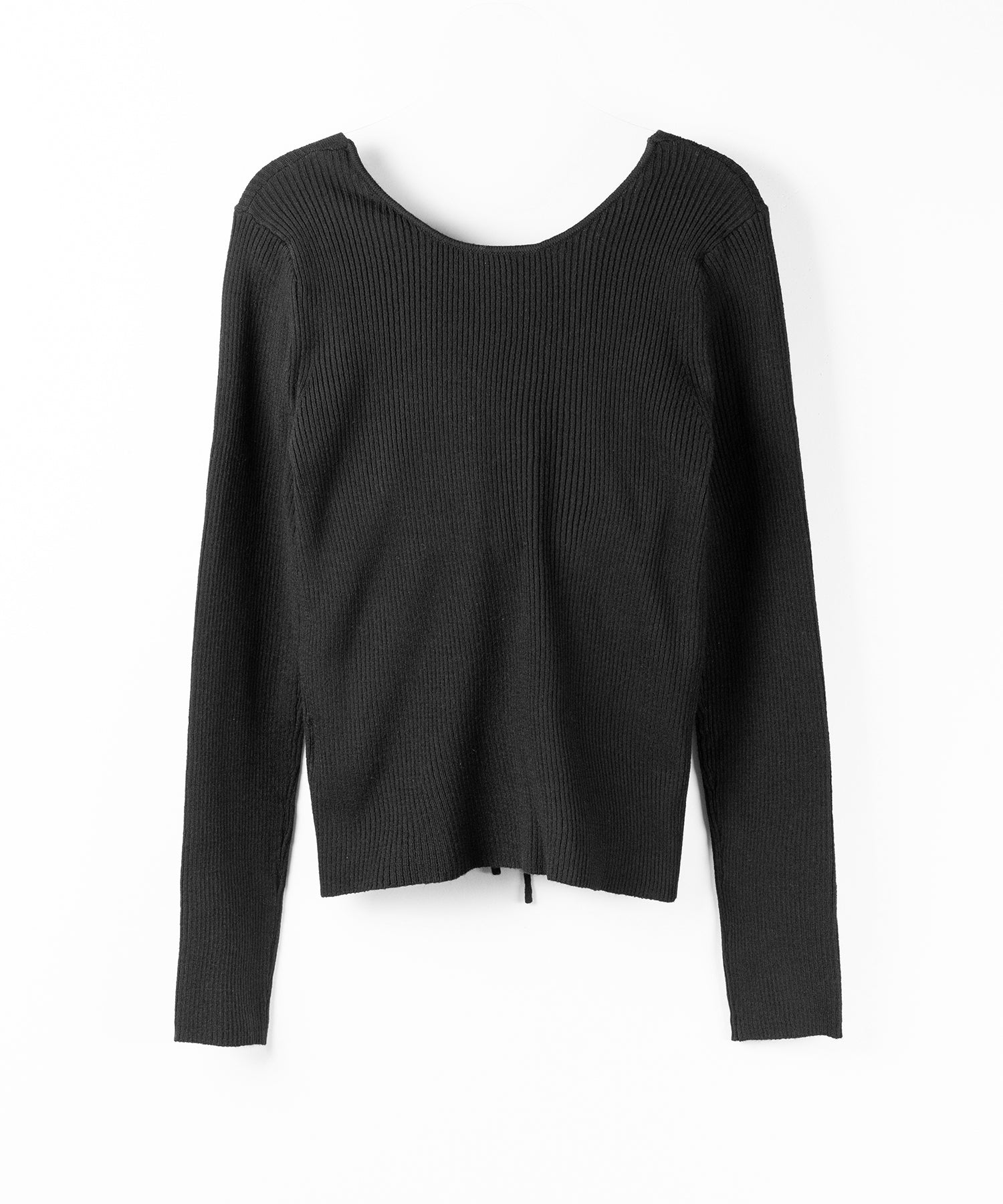 【 3color 】レースアップリボンリブニットカーディガン / lace up ribbon rib knit cardigan